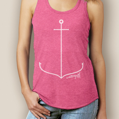 WaterGirl Simple Anchor Boating Racerback Tank