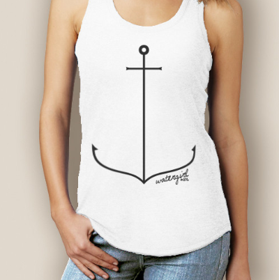 WaterGirl Simple Anchor Boating Racerback Tank