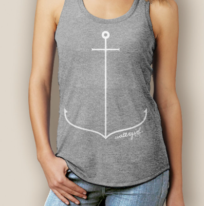 WaterGirl Simple Anchor Boating Racerback Tank