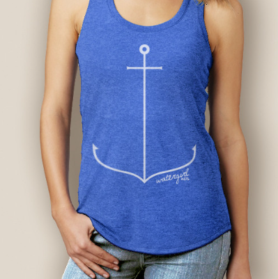 WaterGirl Simple Anchor Boating Racerback Tank