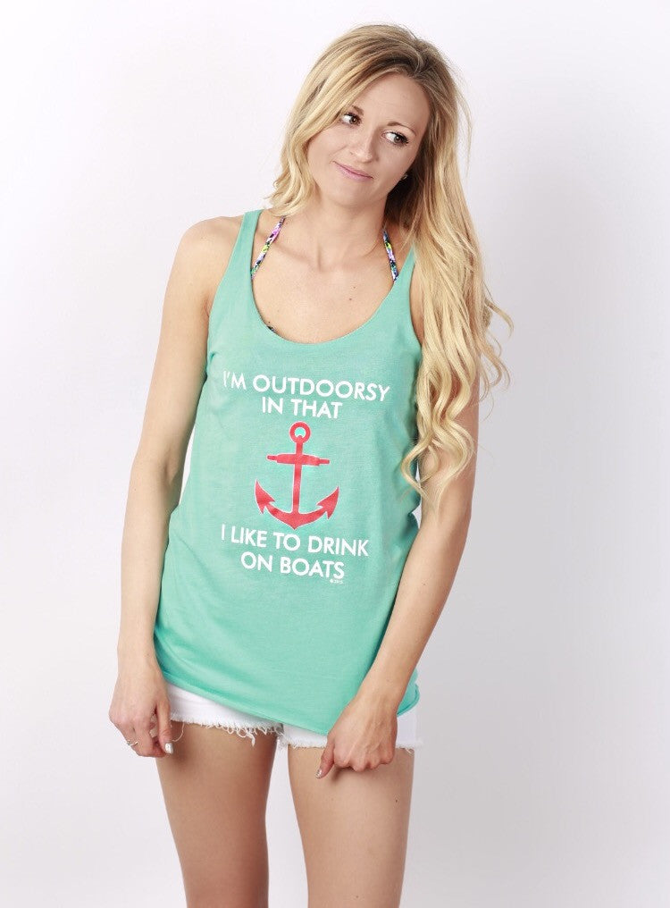 Boating Tank Top - WaterGirl Outdoorsy Lightweight Racerback