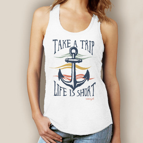 Take a Trip Life is Short Signature Tri-Blend Racerback